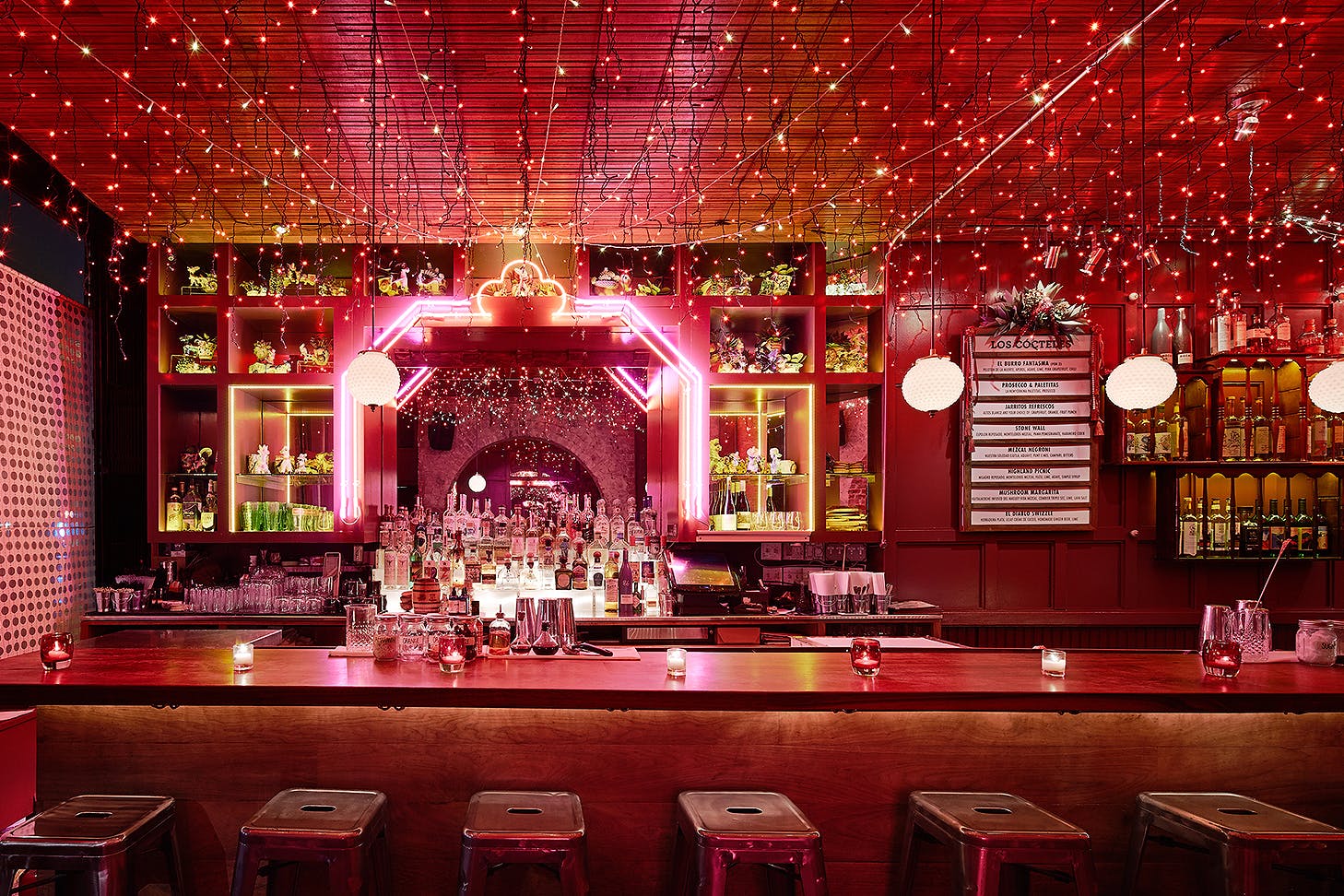The glitzy interior at Ghost Donkey .